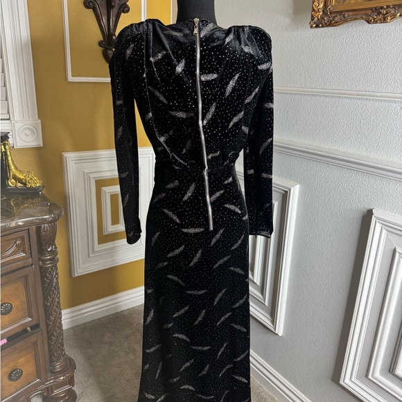 Carina Velvet Gown - Elegant Black and White Patterned Dress - Picture 7 of 14